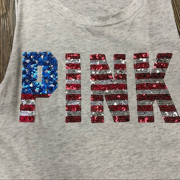 PINK Victoria's Secret Tops - Victorias Secret Pink Sequin Tank Red White Blue Small